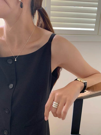 Single-breasted Suspender Dress