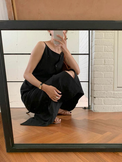 Single-breasted Suspender Dress