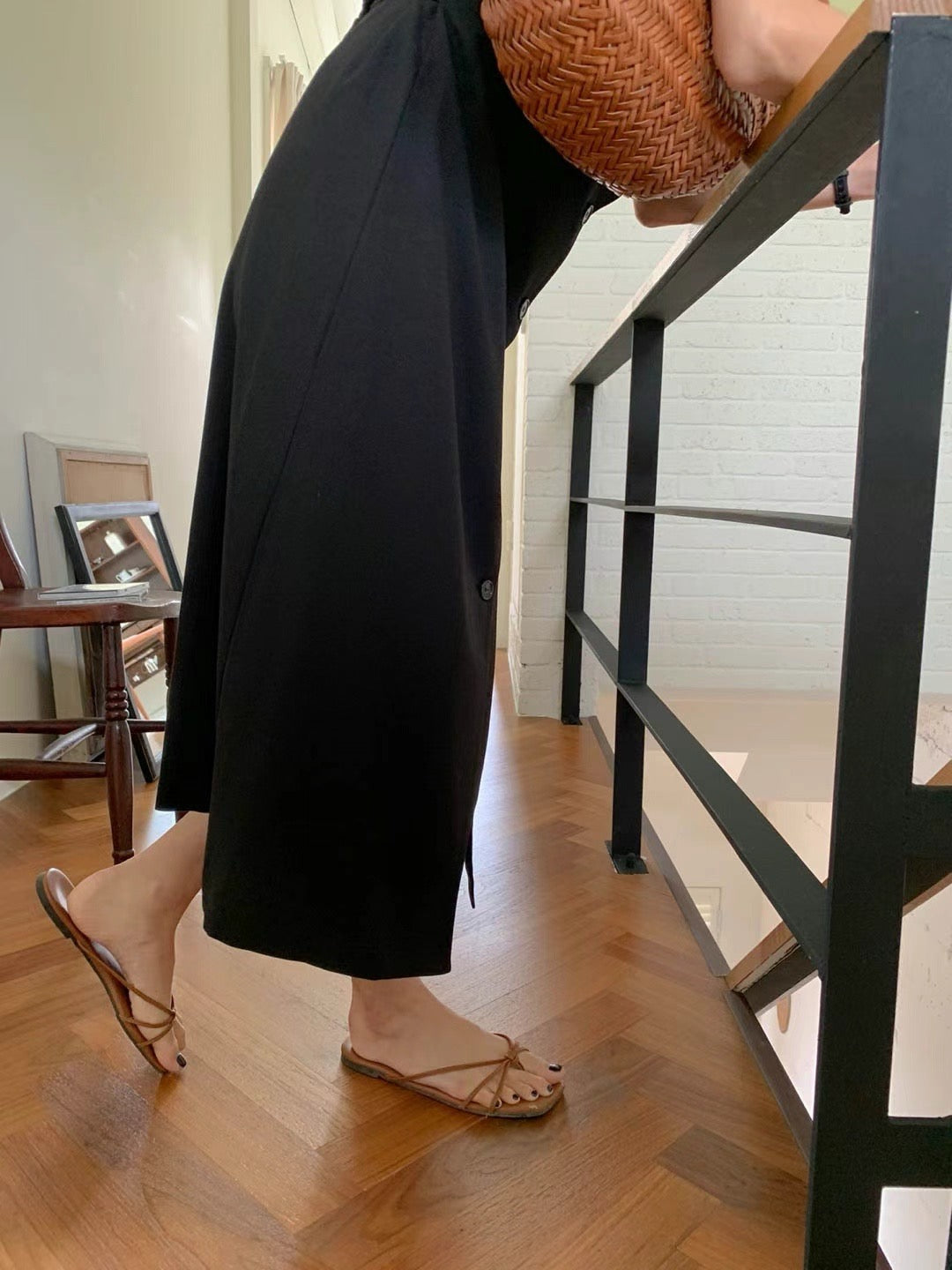 Single-breasted Suspender Dress