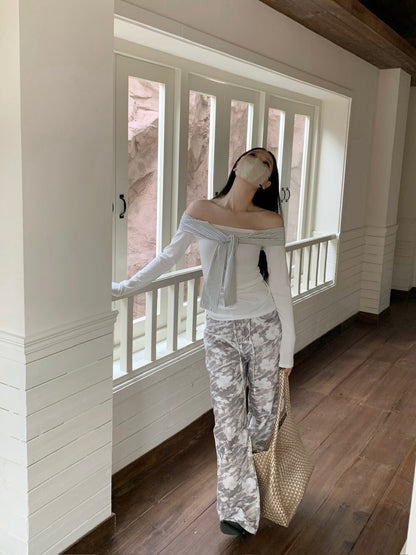 海軍領條紋撞色長袖t恤