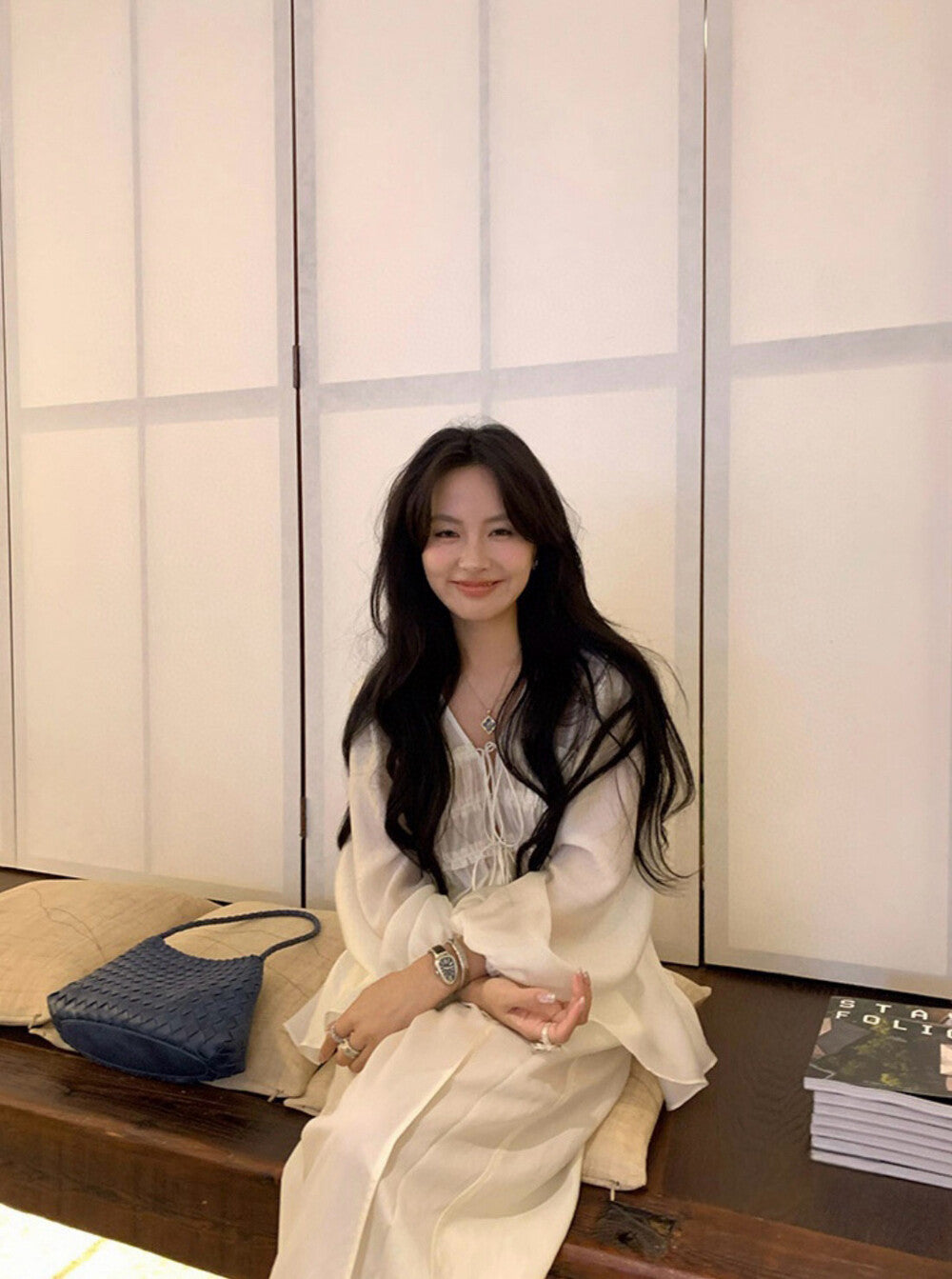 V-neck Loose Ruched Tie Lightweight Blouse