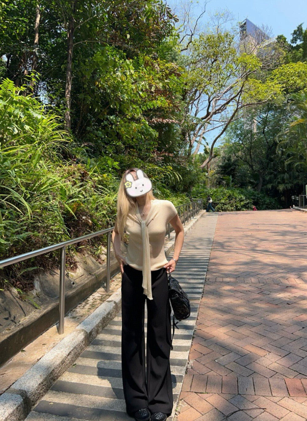 French-Style Ribbon Slim-Fit Knit Top