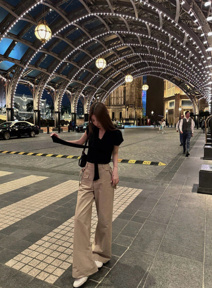 French-Style Ribbon Slim-Fit Knit Top