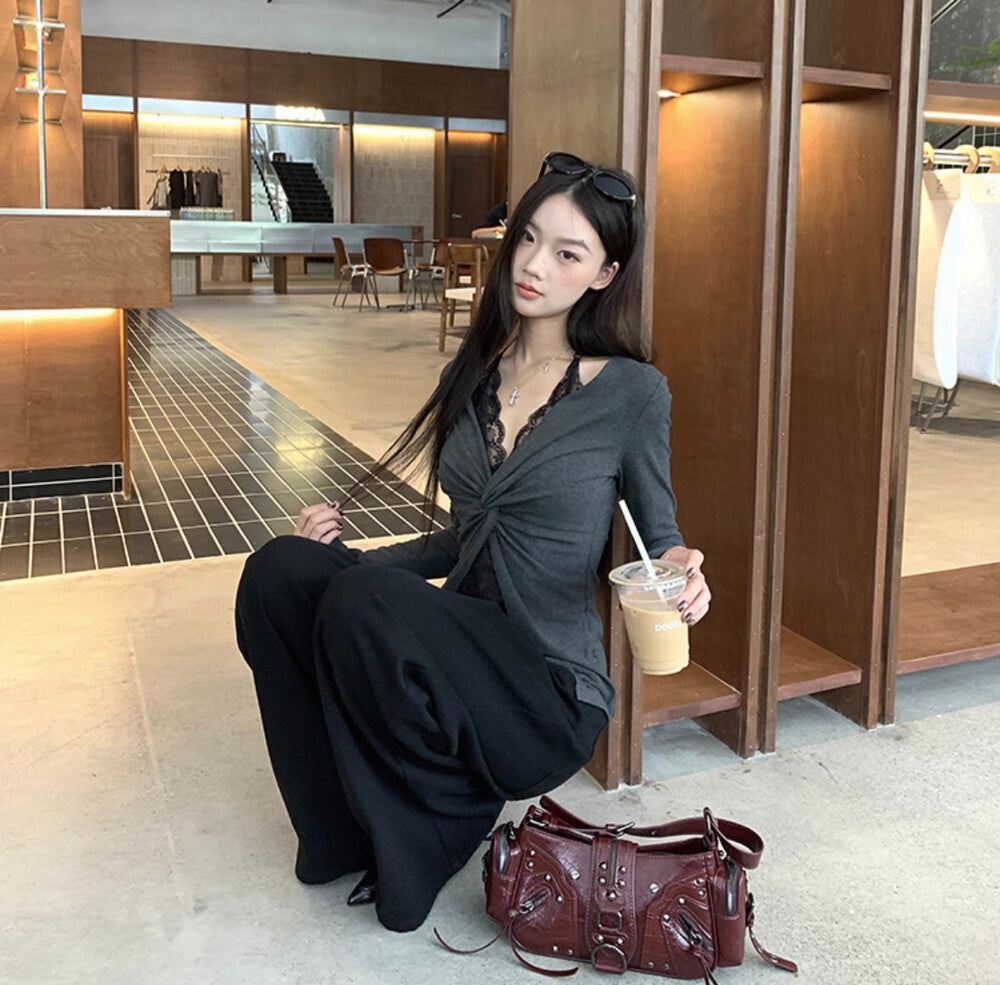 Lace Long Sleeve Layered-look T-shirt