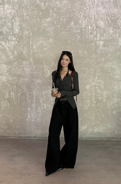 Lace Long Sleeve Layered-look T-shirt