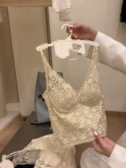 法式連pad蕾絲吊帶