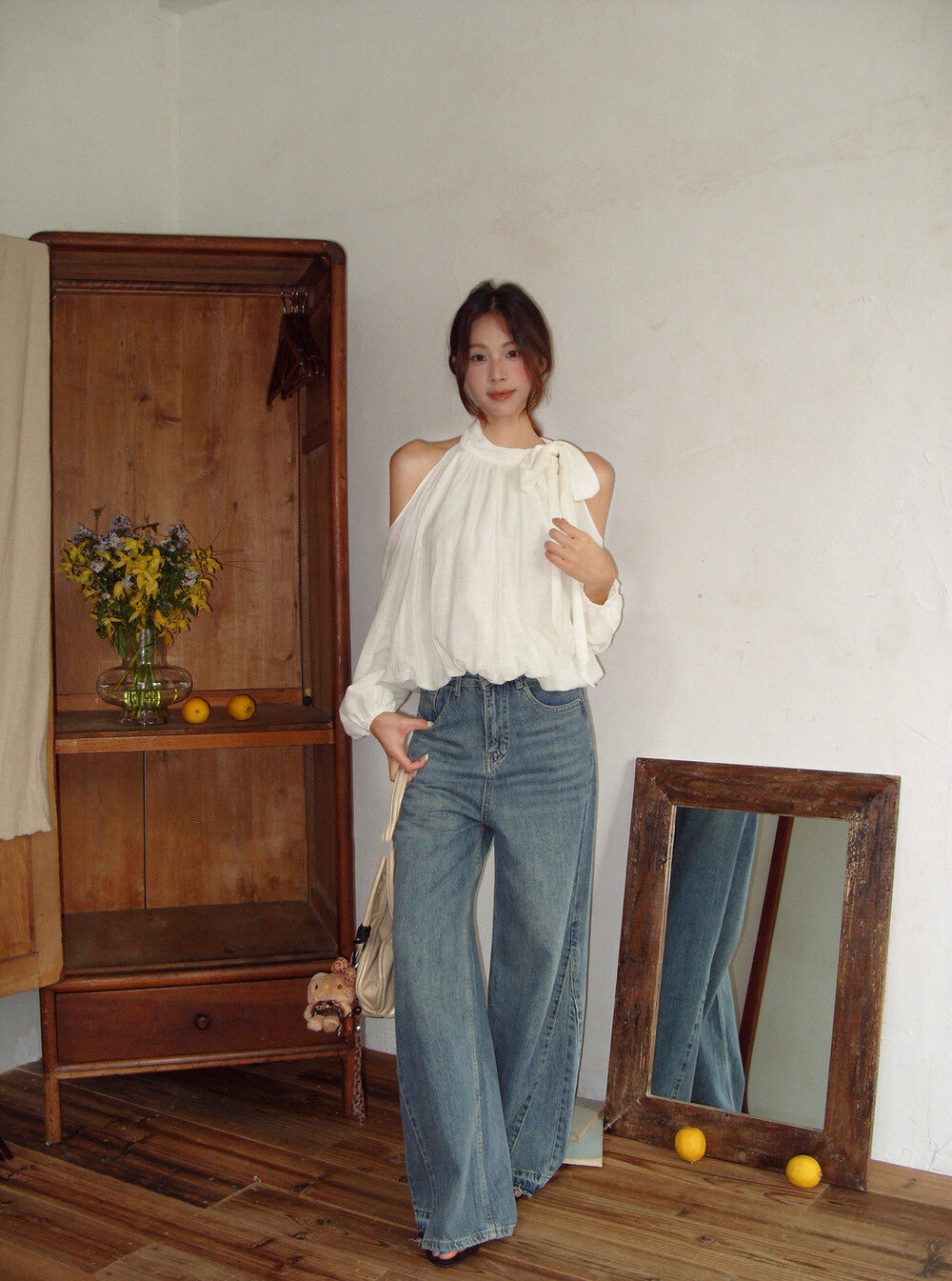 Elegant Off-Shoulder Blouse with Bow Detail