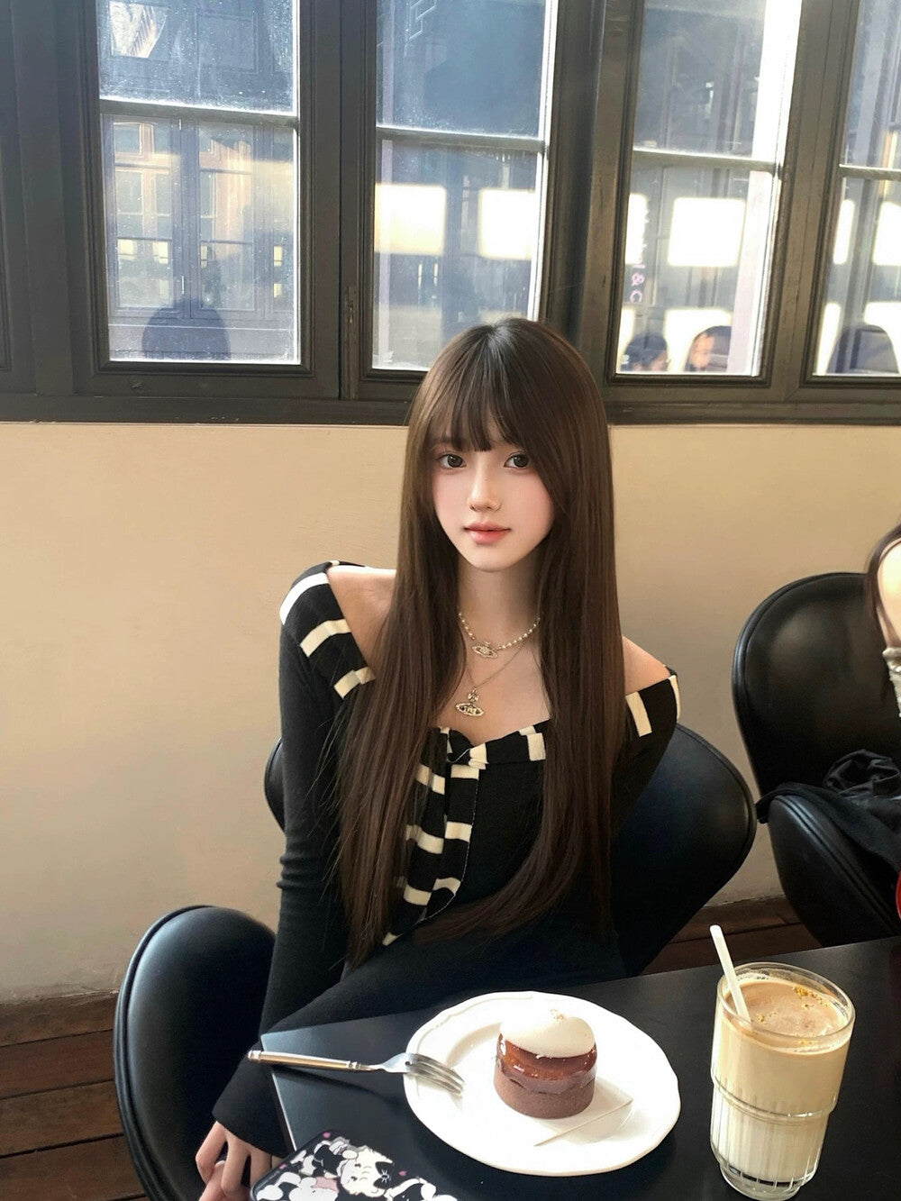 Black and White Striped Off-Shoulder Top