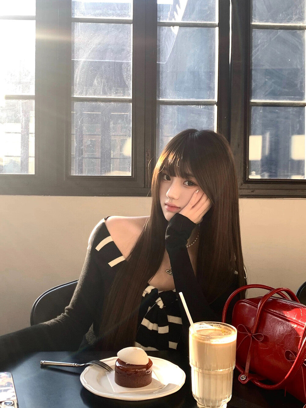 Black and White Striped Off-Shoulder Top