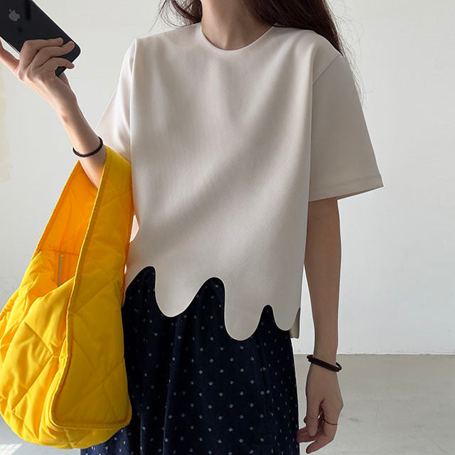 Irregular Wave Pattern Loose Short Sleeve