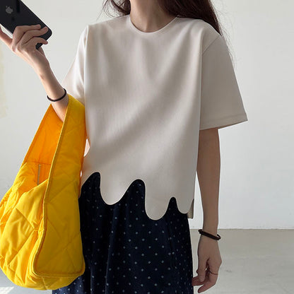 Irregular Wave Pattern Loose Short Sleeve