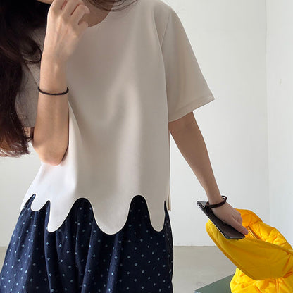 Irregular Wave Pattern Loose Short Sleeve