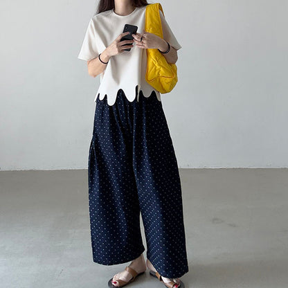 Irregular Wave Pattern Loose Short Sleeve