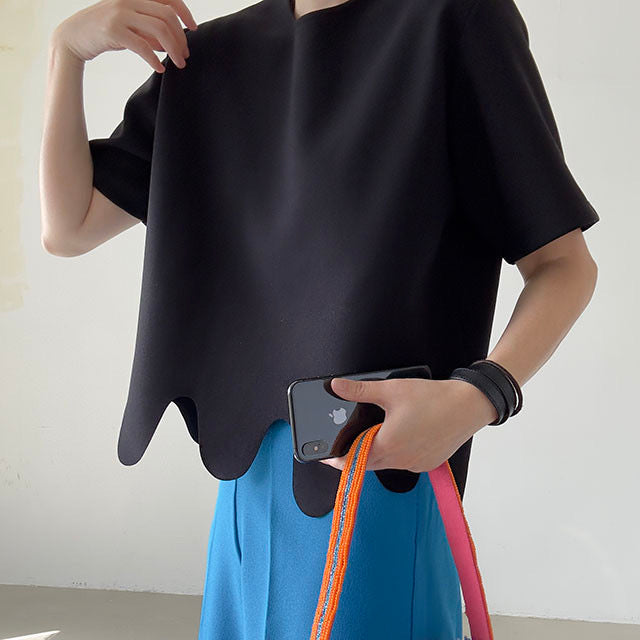 Irregular Wave Pattern Loose Short Sleeve