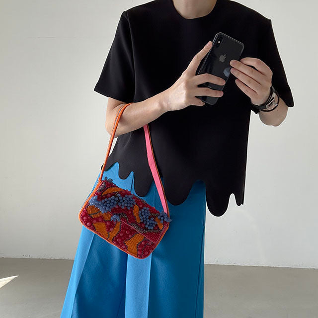 Irregular Wave Pattern Loose Short Sleeve