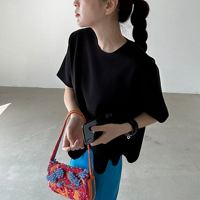Irregular Wave Pattern Loose Short Sleeve