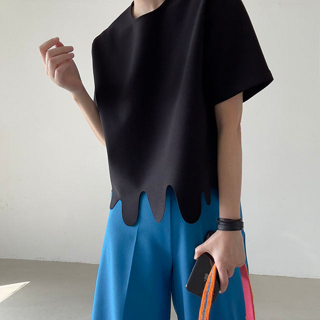 Irregular Wave Pattern Loose Short Sleeve
