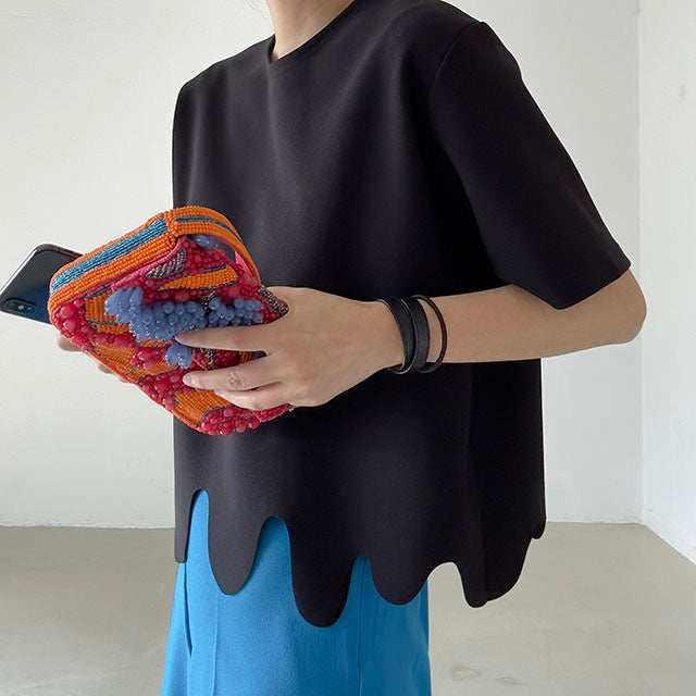 Irregular Wave Pattern Loose Short Sleeve