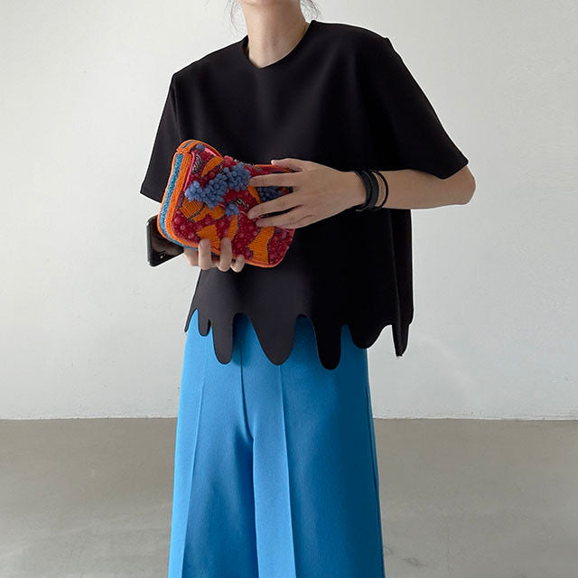 Irregular Wave Pattern Loose Short Sleeve