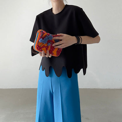 Irregular Wave Pattern Loose Short Sleeve
