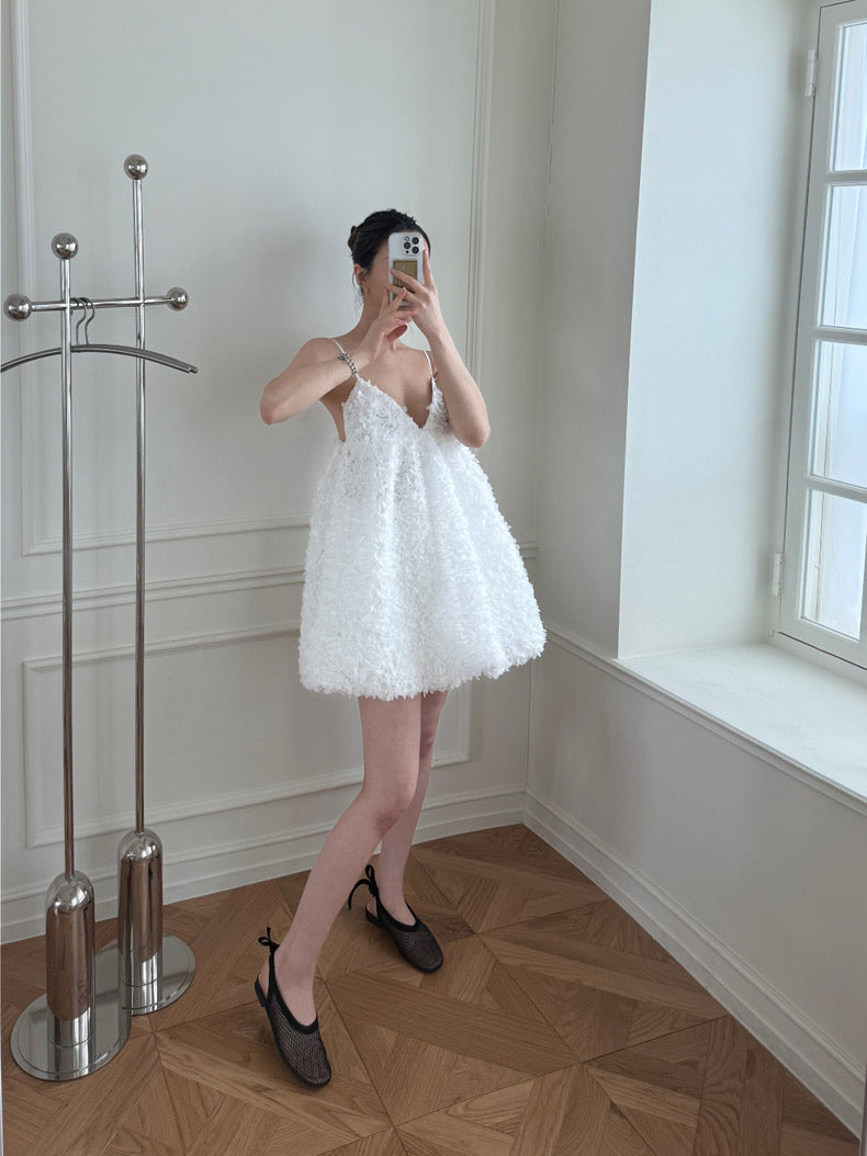 Heavy Embroidered Jacquard Suspender Dress