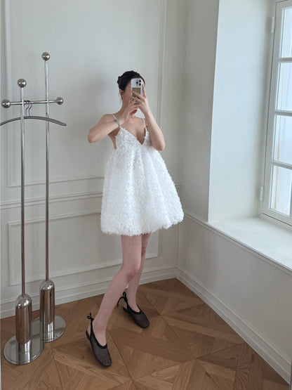 Heavy Embroidered Jacquard Suspender Dress