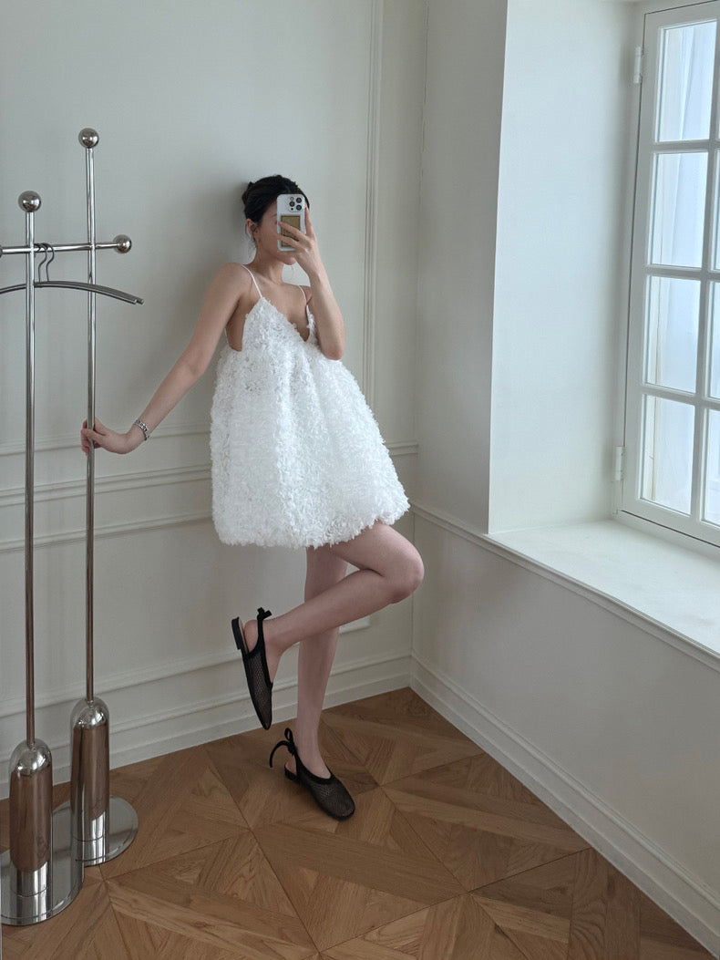 Heavy Embroidered Jacquard Suspender Dress