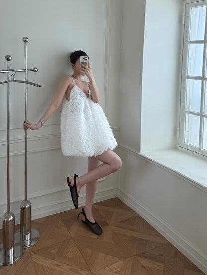 Heavy Embroidered Jacquard Suspender Dress