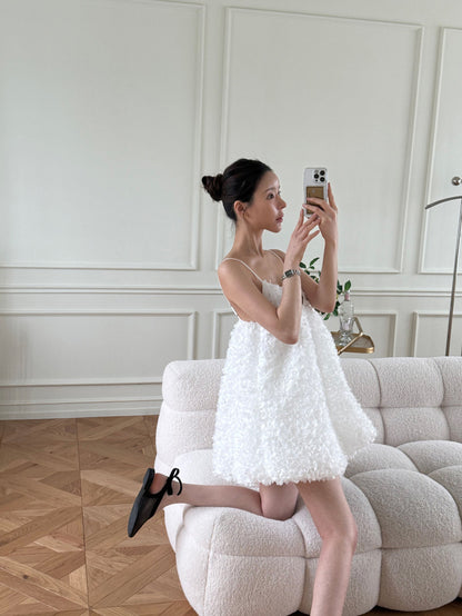 Heavy Embroidered Jacquard Suspender Dress