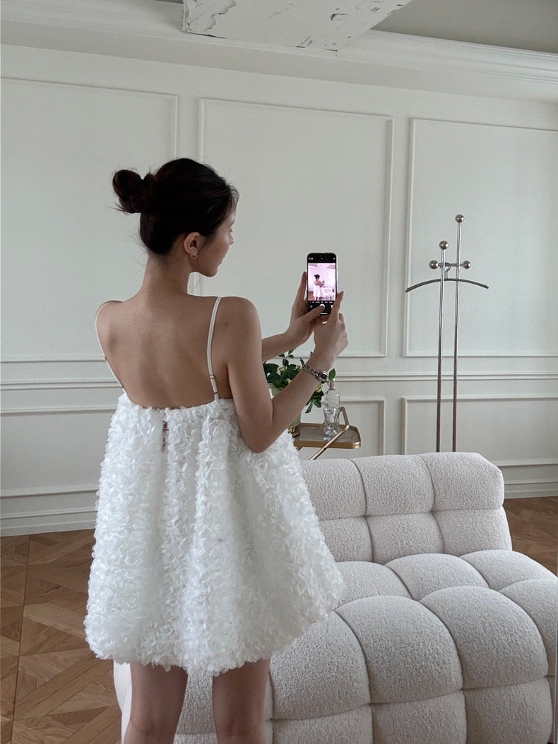 Heavy Embroidered Jacquard Suspender Dress