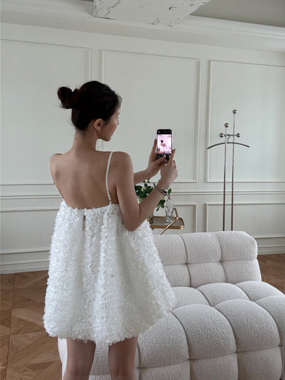 Heavy Embroidered Jacquard Suspender Dress