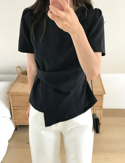 Irregular Pleated Short Sleeve