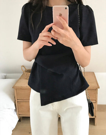Irregular Pleated Short Sleeve