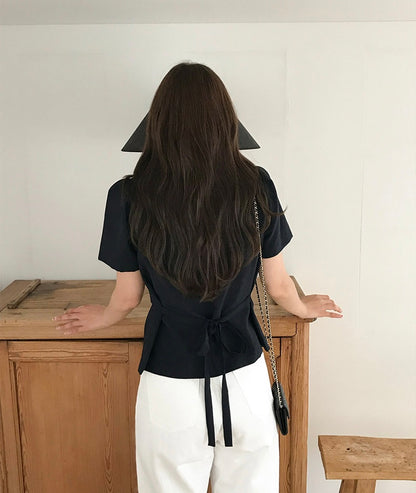 Irregular Pleated Short Sleeve