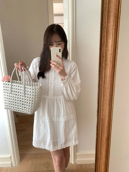 甜美木耳邊高腰連身裙