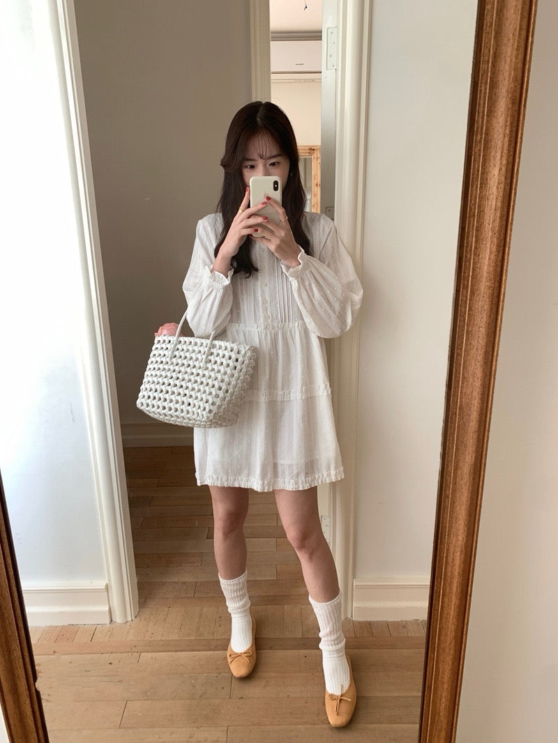 甜美木耳邊高腰連身裙