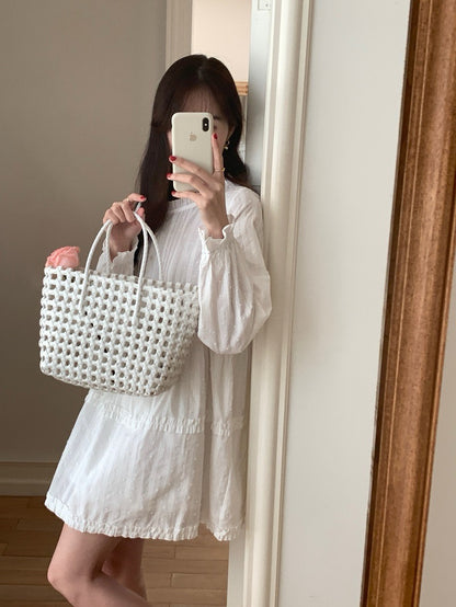 甜美木耳邊高腰連身裙