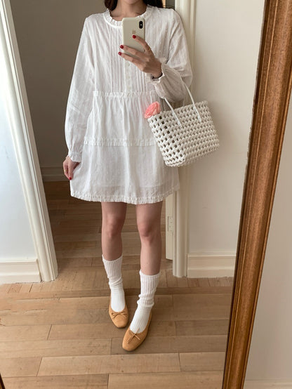 甜美木耳邊高腰連身裙