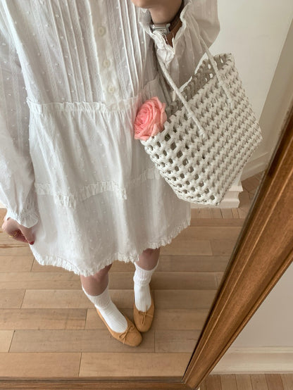 甜美木耳邊高腰連身裙