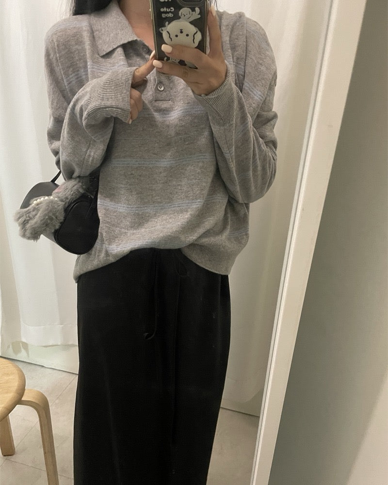 Retro Relaxed Loose Striped Knit Top