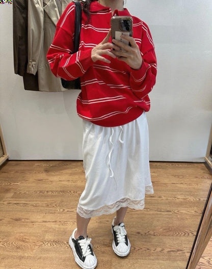 Polo領條紋寬鬆針織top