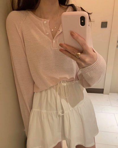 Sweet and Simple Solid Color Knit Sweater