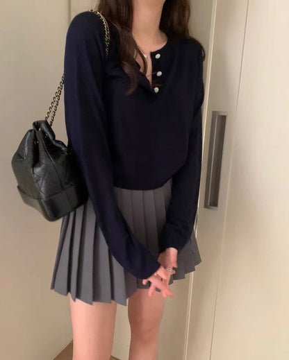 Sweet and Simple Solid Color Knit Sweater