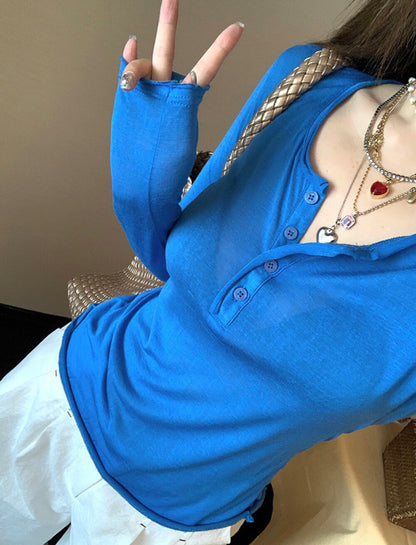 V領修身薄款針織top