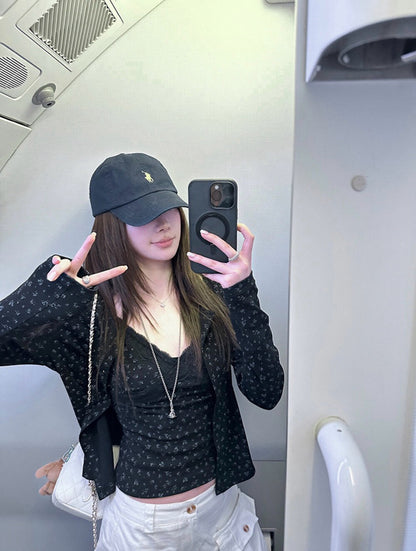 Sweet Vintage Floral Strap Dress + Slimming Cardigan Set