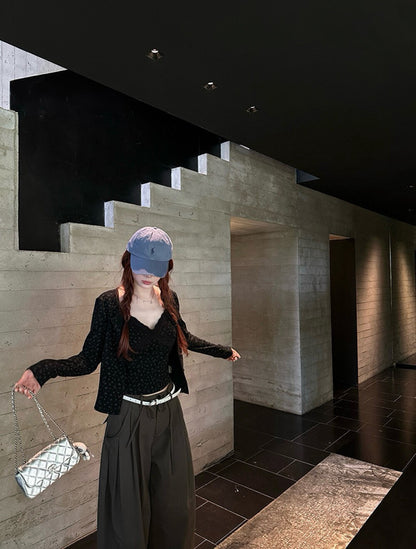 Sweet Vintage Floral Strap Dress + Slimming Cardigan Set