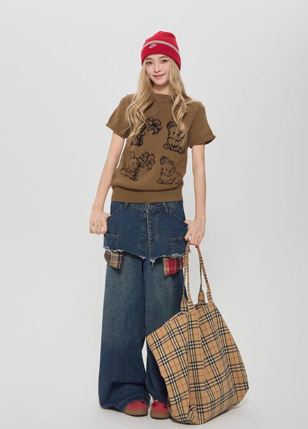 American Style Bunny Jacquard Knit Short Sleeve