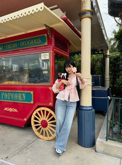 デザイン感のあるレースアップ長袖シャツ