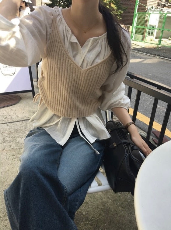 單排扣飄帶提花恤衫