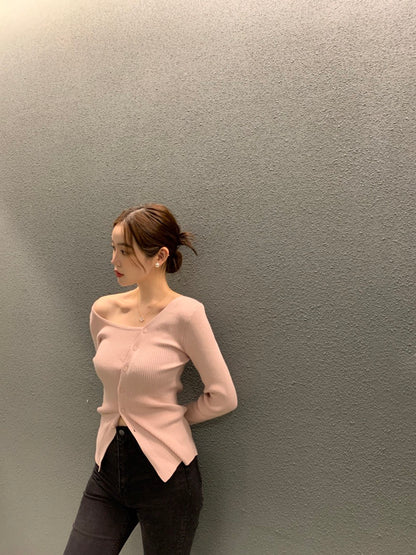 Design-Savvy Off-Shoulder Knit Top